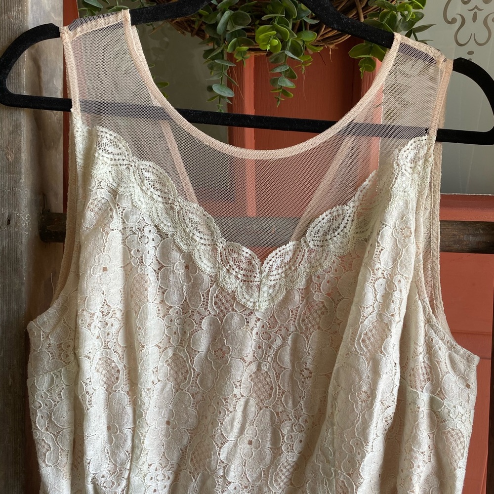 Lauren Conrad Lace and Mesh Handkerchief Hem Dress